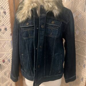 Women's Lauren Ralph Lauren Denim Jacket with Faux Fur Collar
